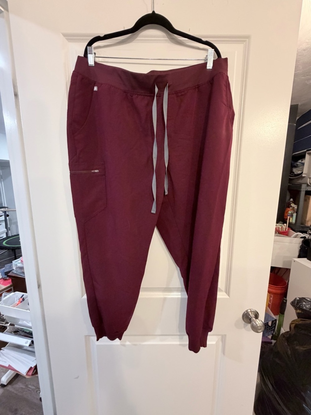 Figs Burgundy Drawstring Scrub Joggers
